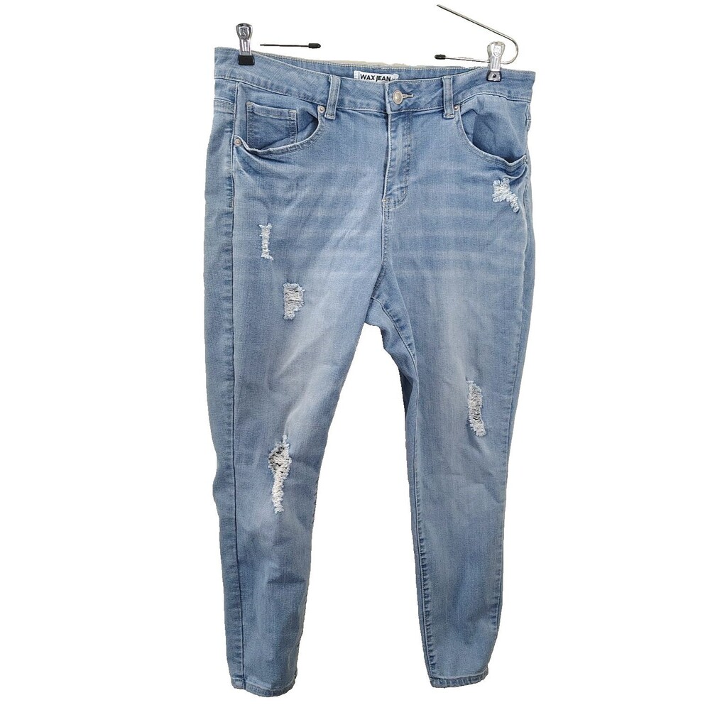 Wax Jean Collection Jeans Women's Size 16 Light Blue Distressed